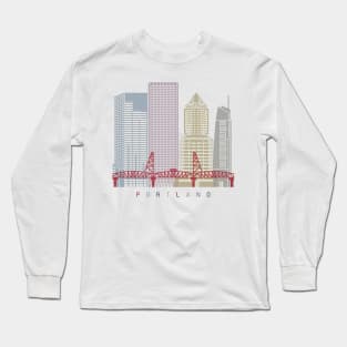 Portland skyline poster Long Sleeve T-Shirt